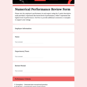 Numerical Performance Review Form