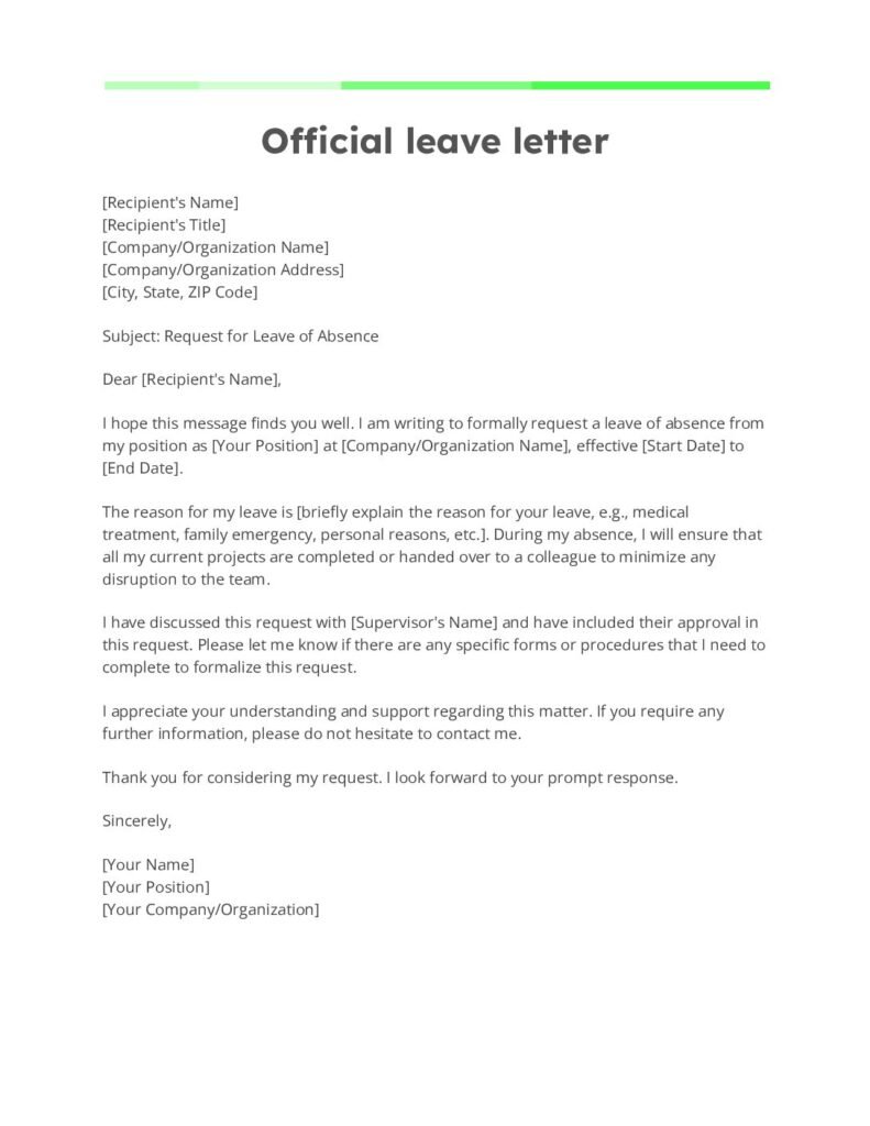 Official leave letter