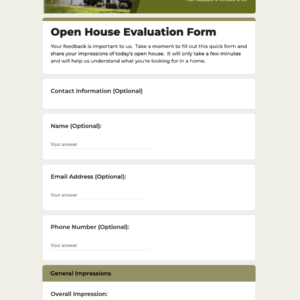 Open House Evaluation Form