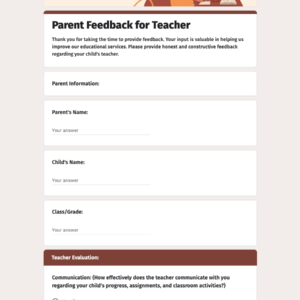 Parent Feedback for Teacher