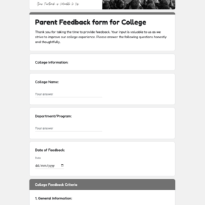 Parent Feedback form for College