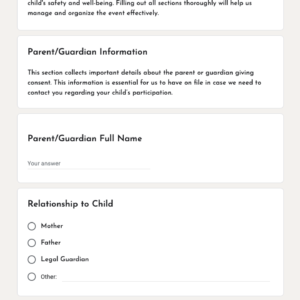 Parent consent form