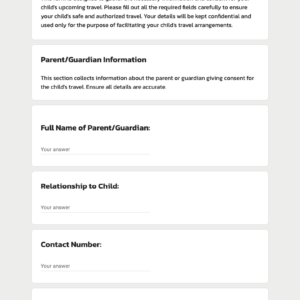 Parental Consent Form for Child Travel