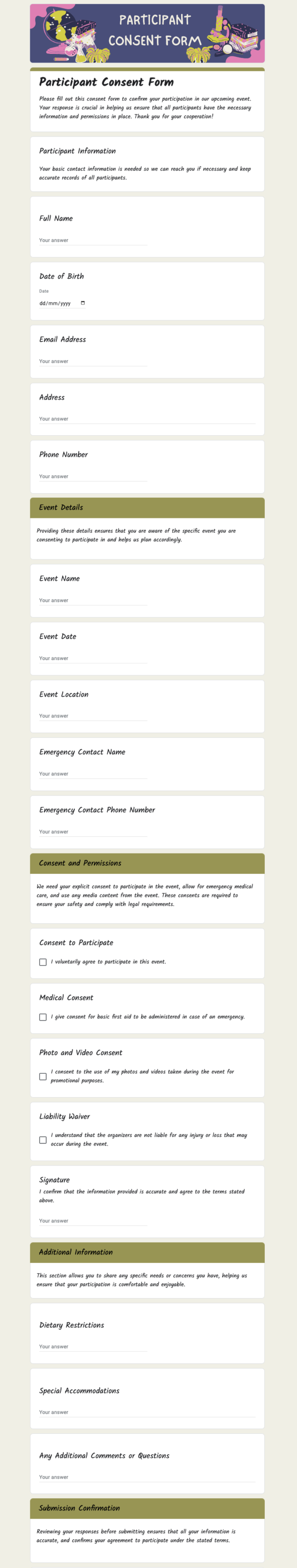 Participant Consent Form Template