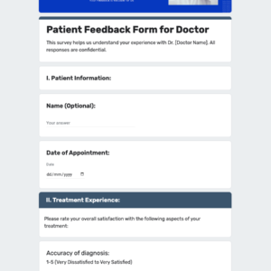 Patient Feedback Form for Doctor