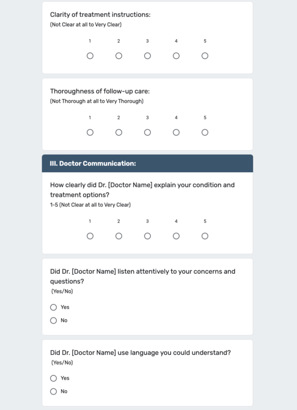 Patient Feedback Form for Doctor