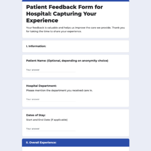 Patient Feedback Form for Hospital