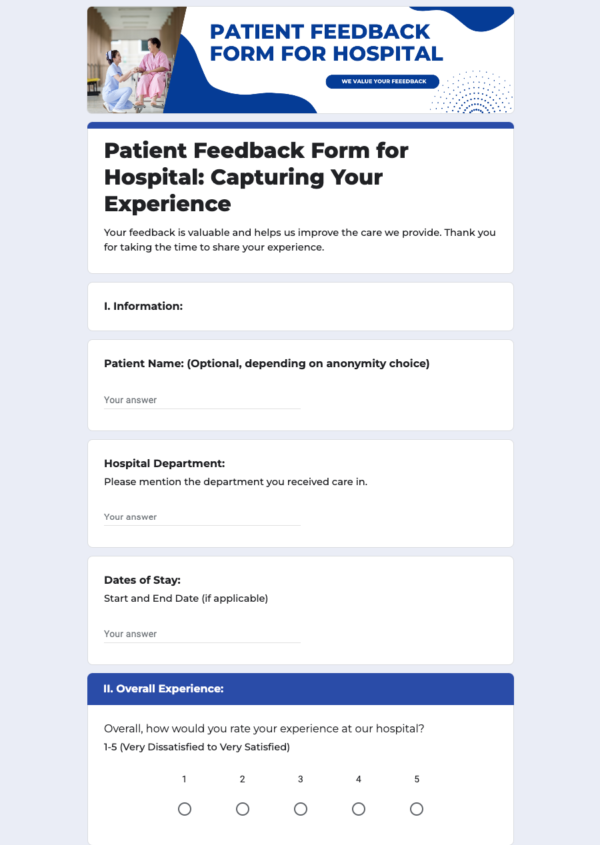 Patient Feedback Form for Hospital