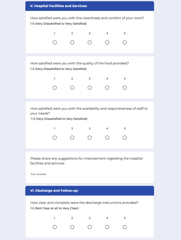 Patient Feedback Form for Hospital