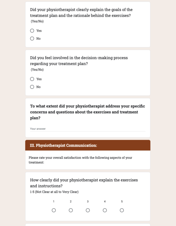 Patient Feedback for Physiotherapy