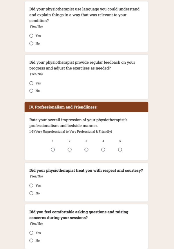 Patient Feedback for Physiotherapy