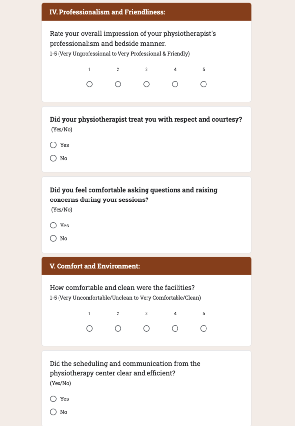 Patient Feedback for Physiotherapy