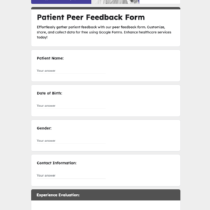 Patient Peer Feedback Form