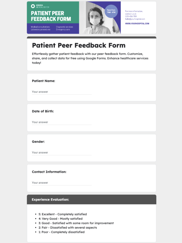 Patient Peer Feedback Form