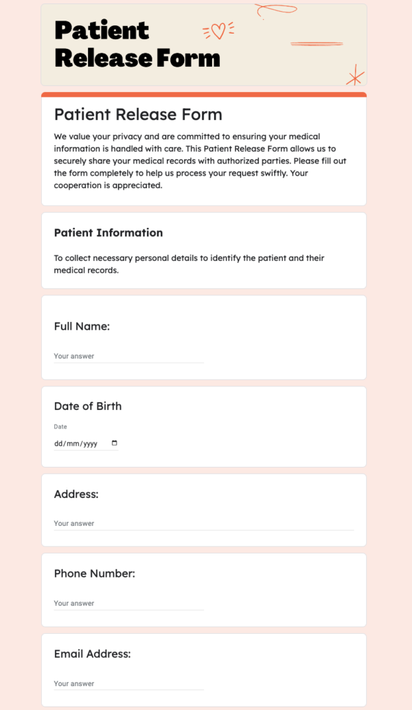 Patient Release Form