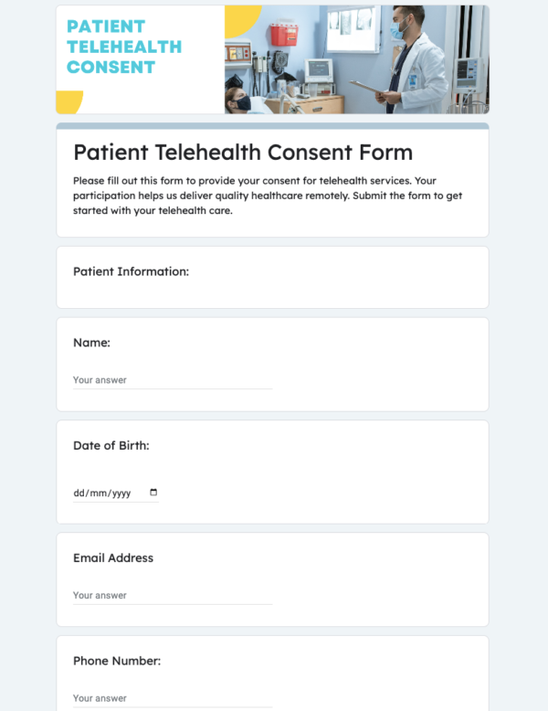 Patient Telehealth Consent Form