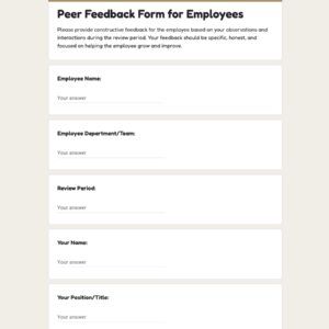 Peer Feedback Form for Employees