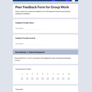 Peer Feedback Form for Group Work