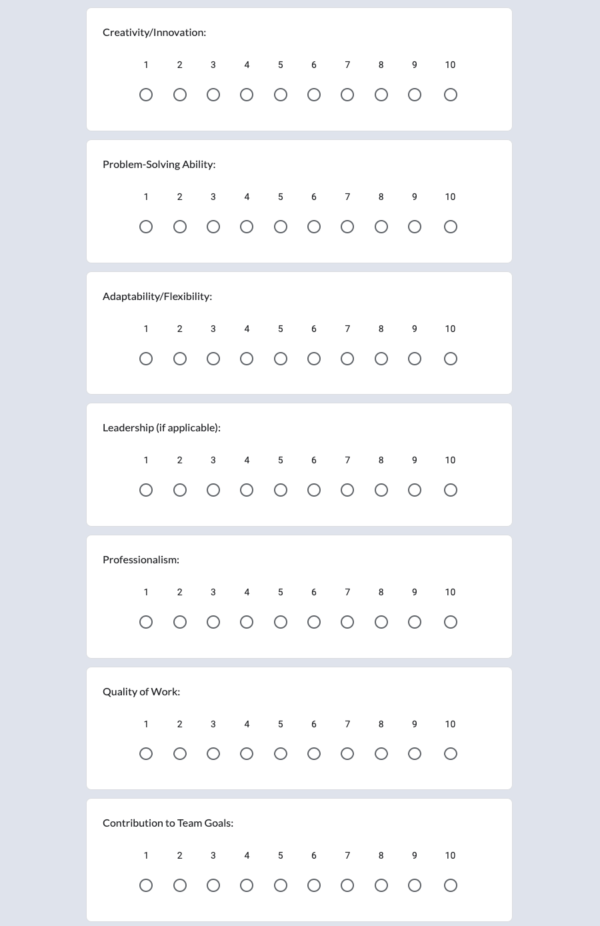 Peer Feedback Form for Group Work