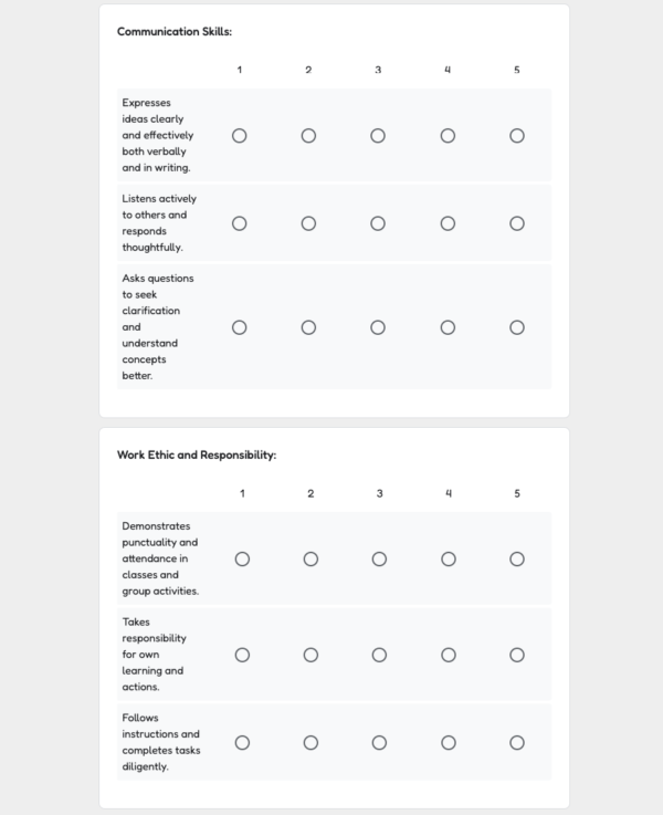 Peer Feedback Form for Students