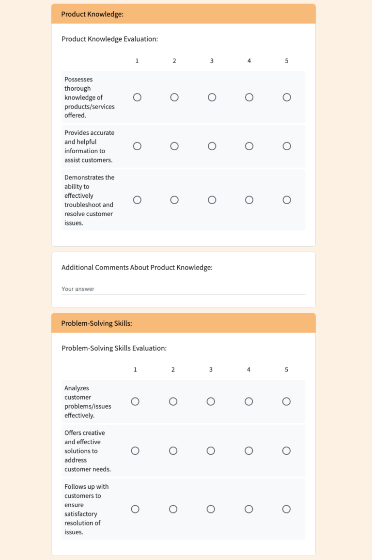 Free Peer Feedback Form for Customer Service Template in Google Forms