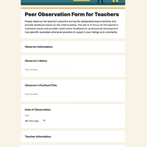 Peer Observation for Teachers