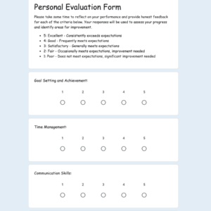 Personal Evaluation Form