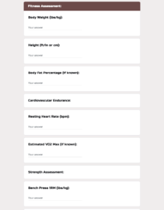 Free Personal Training Assessment Form Template in Google Forms