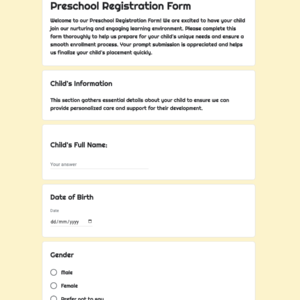 Preschool Registration Form