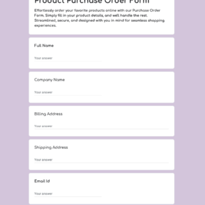 Product Purchase Order Form