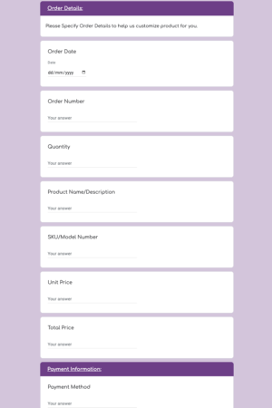 Free Product Purchase Order Form Template in Google Forms