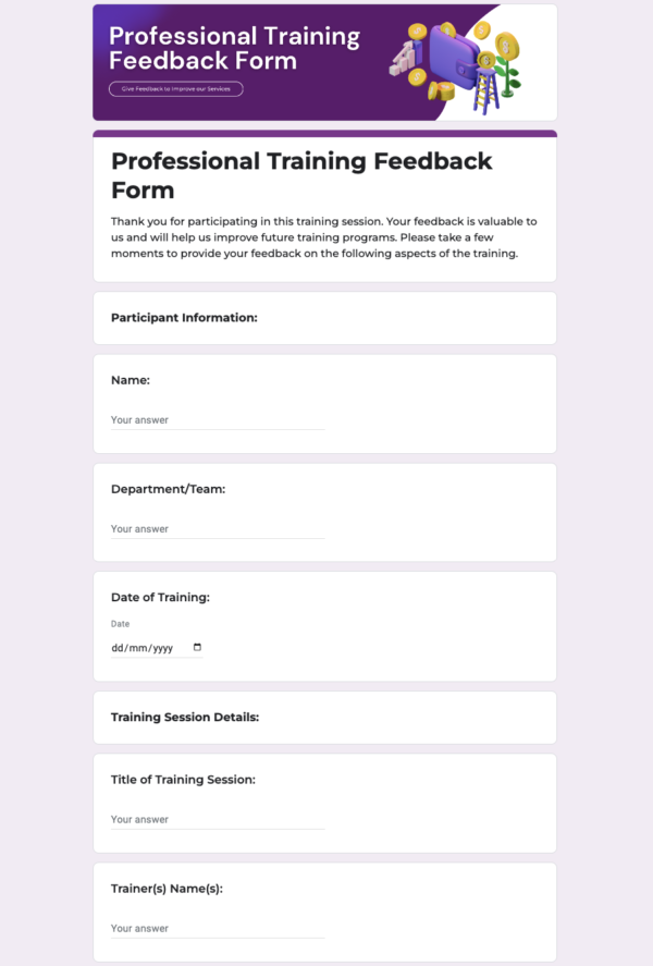 Professional Training Feedback Form