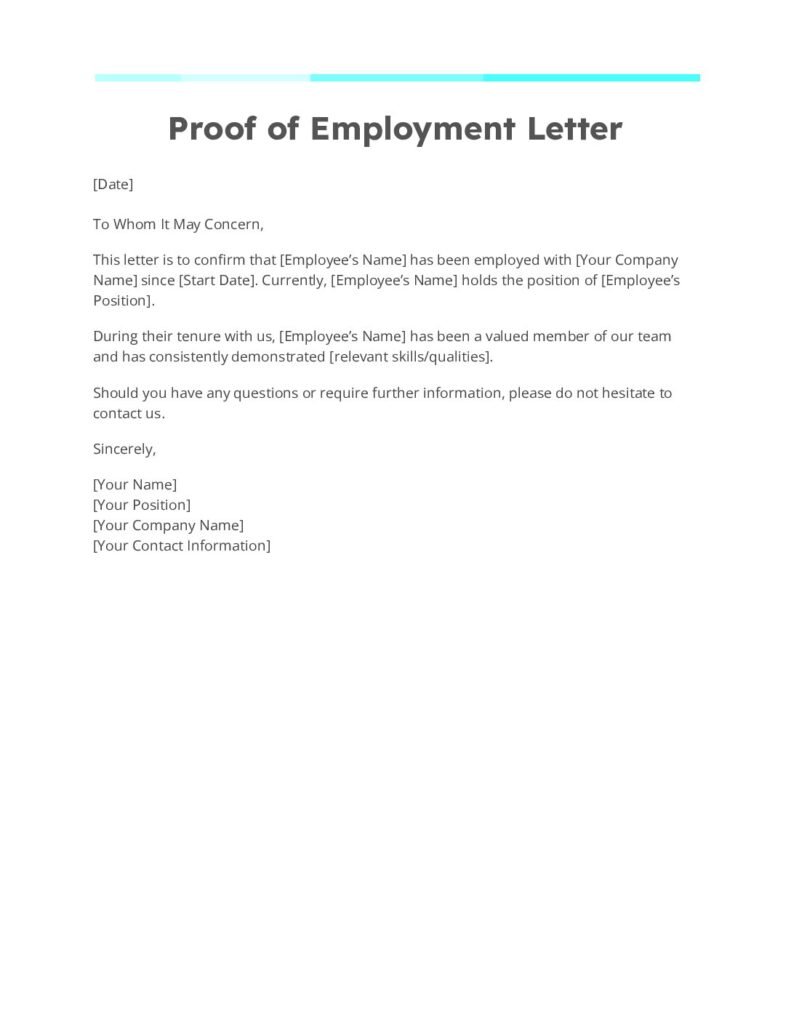 proof of employment letter