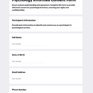 Psychology Informed Consent Form