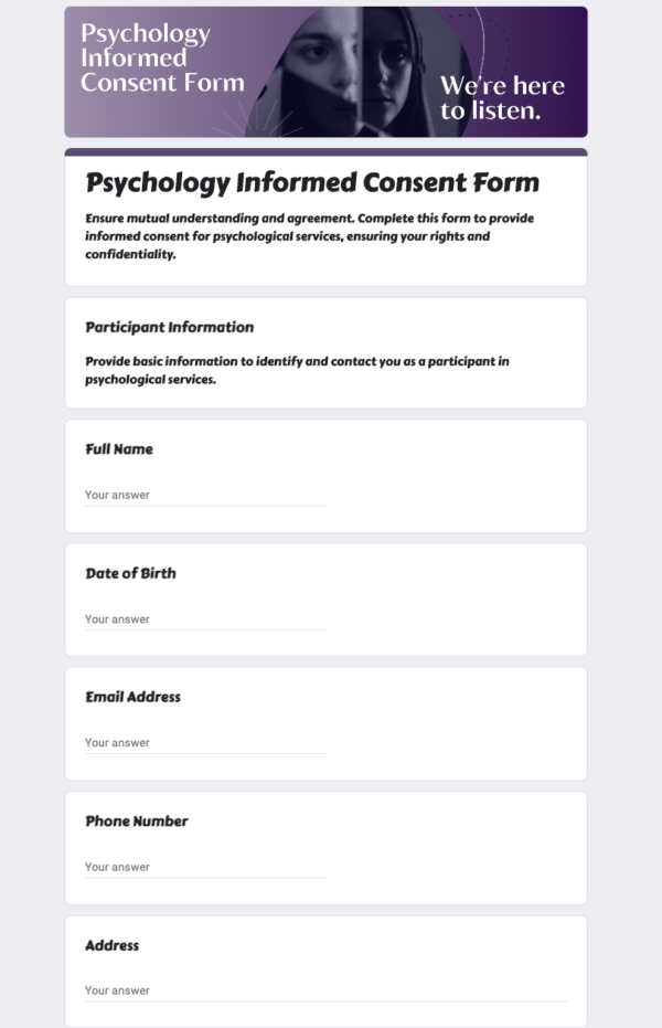 Psychology Informed Consent Form