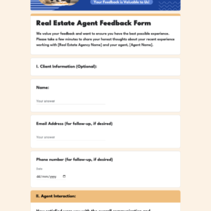 Real Estate Agent Feedback Form