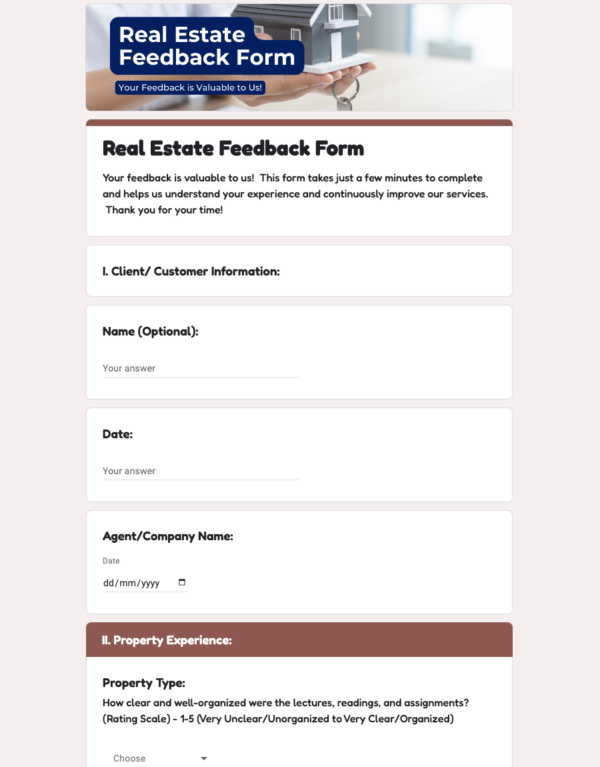 Real Estate Feedback Form