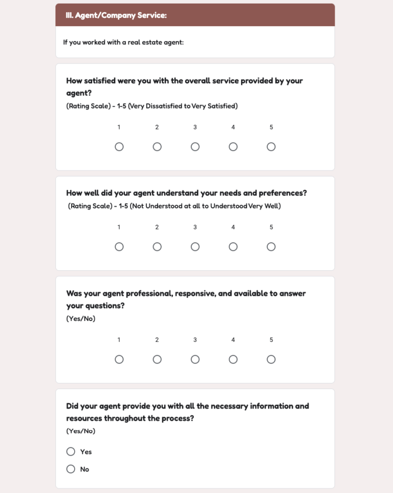 Free Real Estate Feedback Form Template in Google Forms