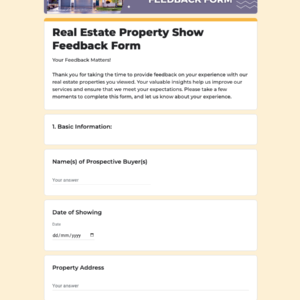 Real Estate Property Show Feedback Form