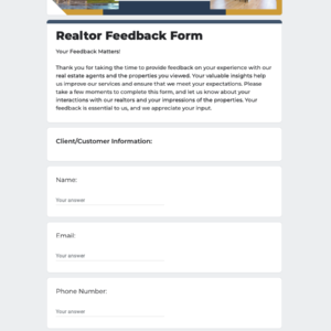 Realtor Feedback Form