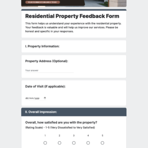 Residential Property Feedback Form