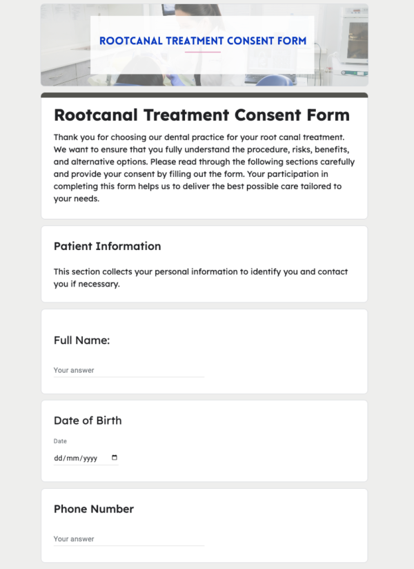 Rootcanal Treatment Consent Form