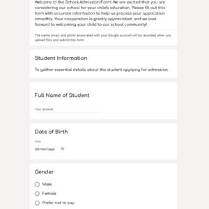 School Admission Form