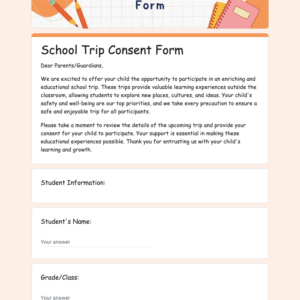 School Trip Consent Form