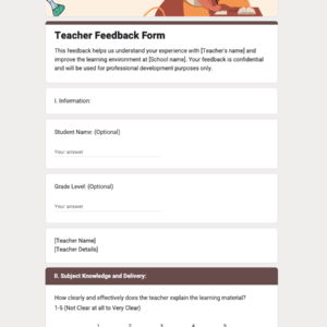 Teacher Feedback Form