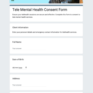 Tele Mental Health Consent Form