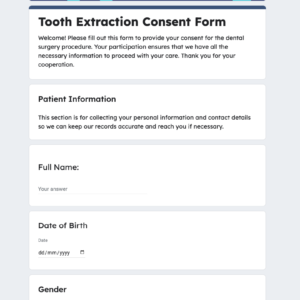 Tooth Extraction Consent Form