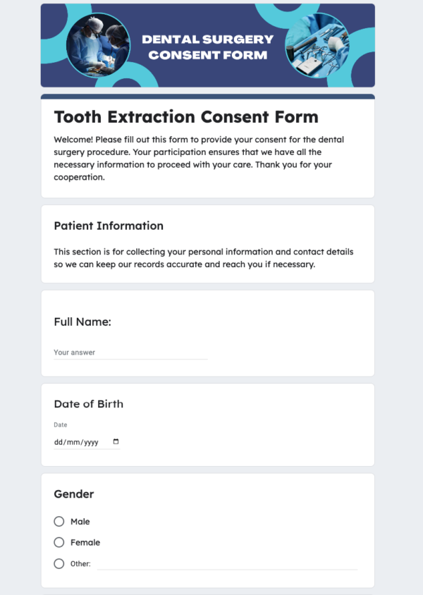 Tooth Extraction Consent Form