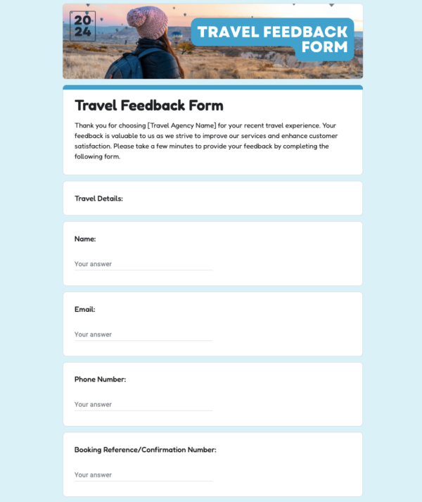 Travel Feedback Form