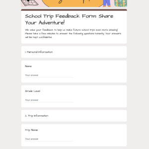 Travel Feedback form for School Trip